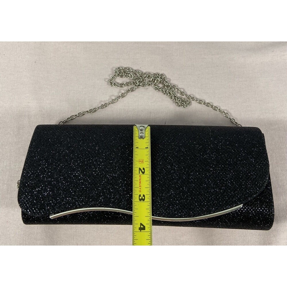 Women Black Glitter Evening Clutch Crossbody Or Handbags Purse - Picture 4 of 6